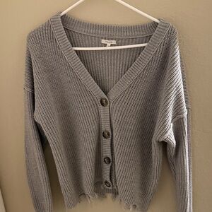 Maurices Gray Distressed Cardigan